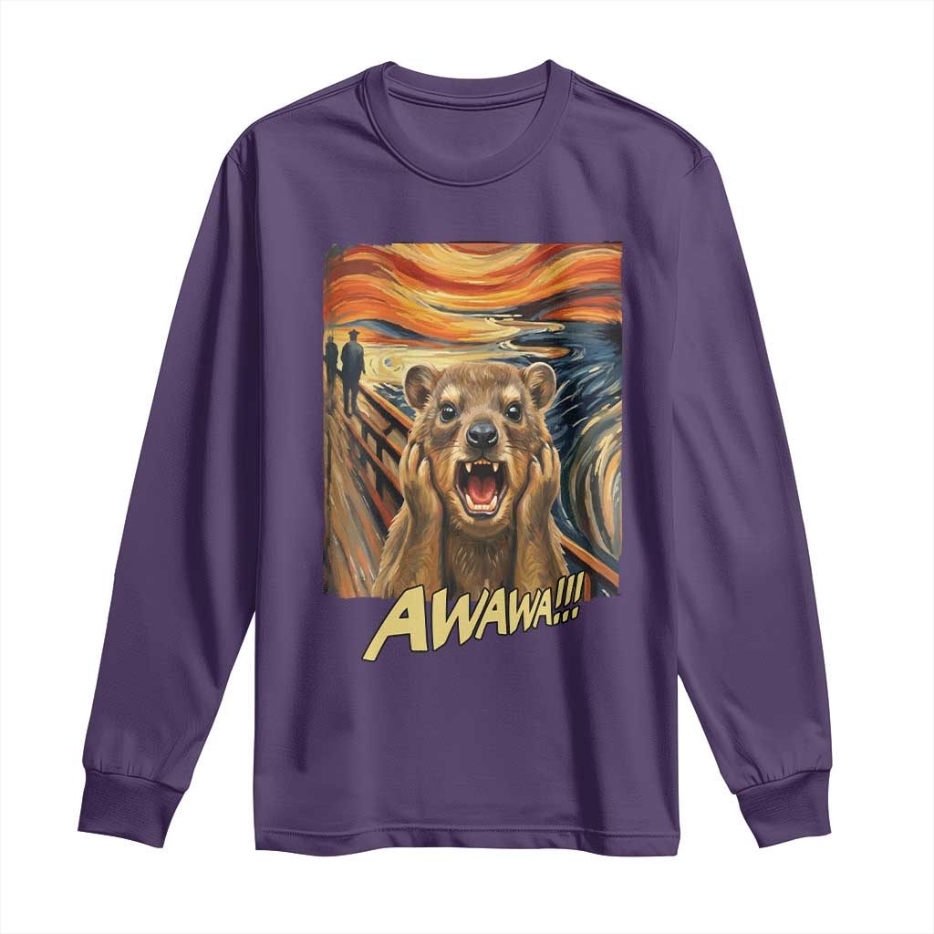 Funny Awawa Hyrax Long Sleeve Shirt The Scream Art Oddly Specific Meme Animal TS11 Purple Print Your Wear