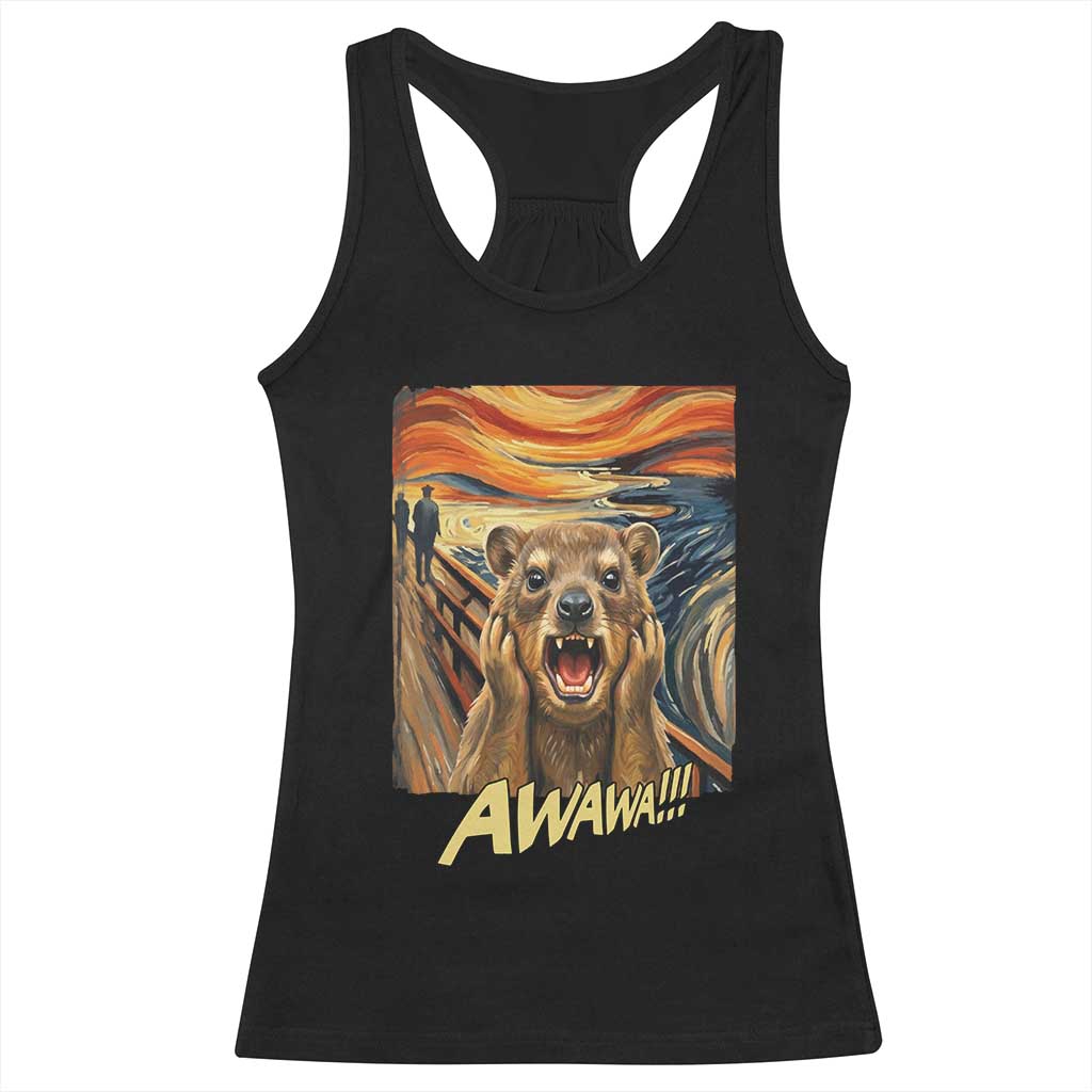 Funny Awawa Hyrax Racerback Tank Top The Scream Art Oddly Specific Meme Animal TS11 Black Print Your Wear