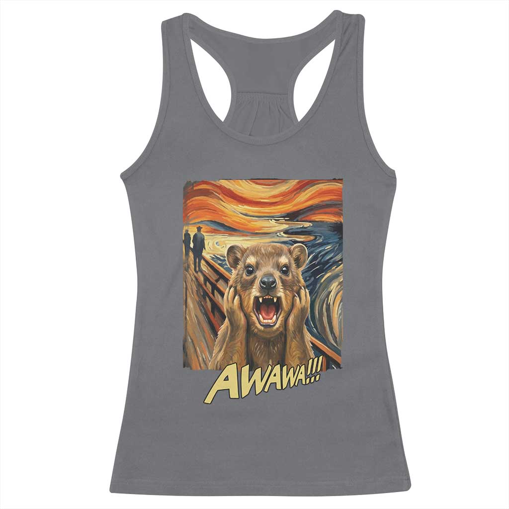 Funny Awawa Hyrax Racerback Tank Top The Scream Art Oddly Specific Meme Animal TS11 Charcoal Print Your Wear
