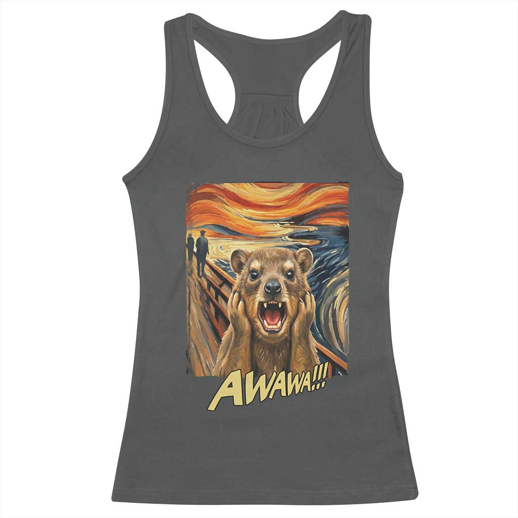 Funny Awawa Hyrax Racerback Tank Top The Scream Art Oddly Specific Meme Animal TS11 Dark Heather Print Your Wear