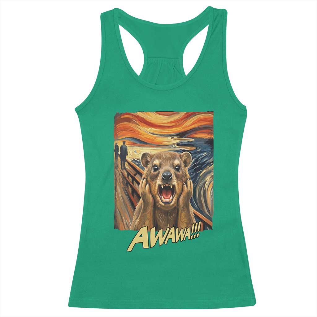 Funny Awawa Hyrax Racerback Tank Top The Scream Art Oddly Specific Meme Animal TS11 Irish Green Print Your Wear