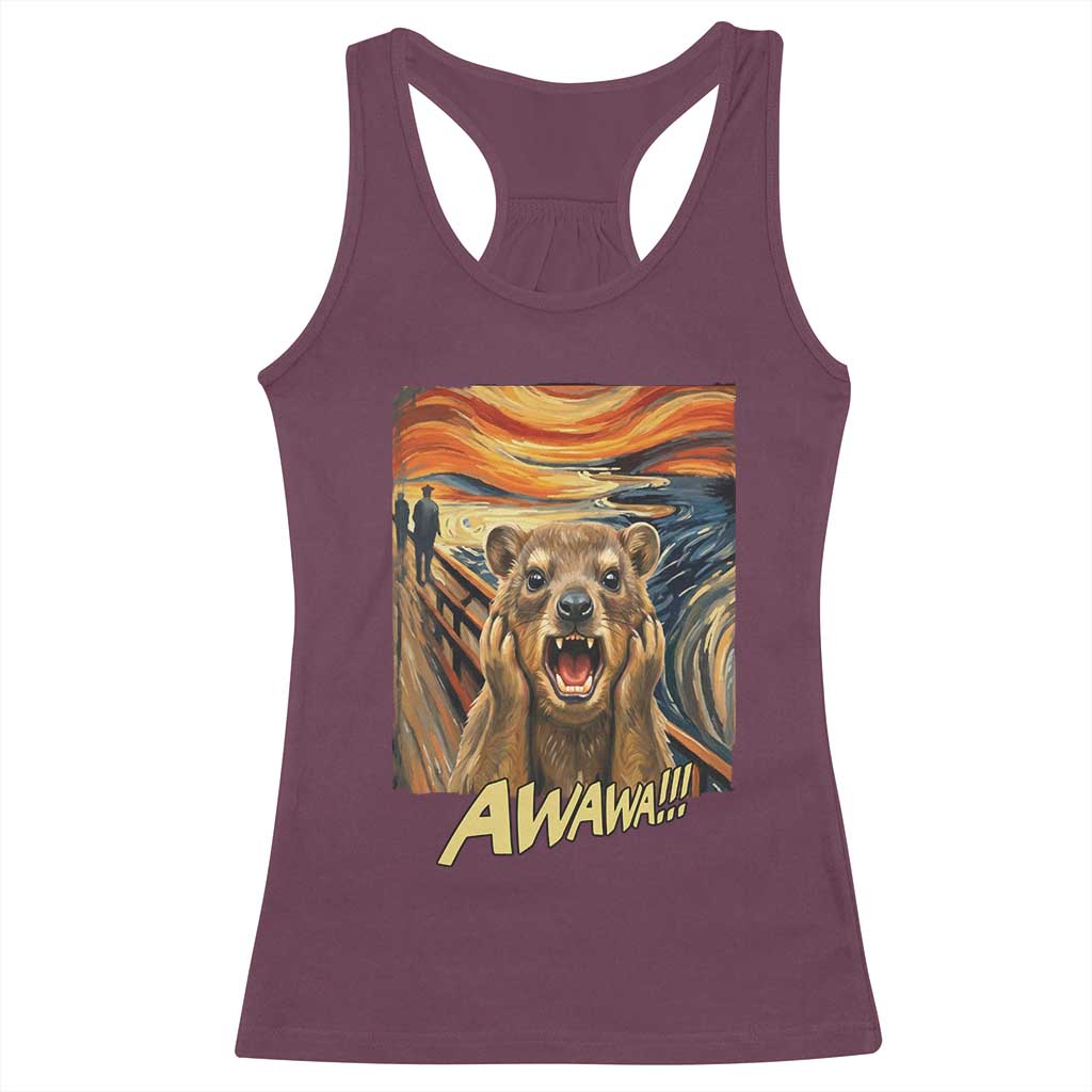 Funny Awawa Hyrax Racerback Tank Top The Scream Art Oddly Specific Meme Animal TS11 Maroon Print Your Wear
