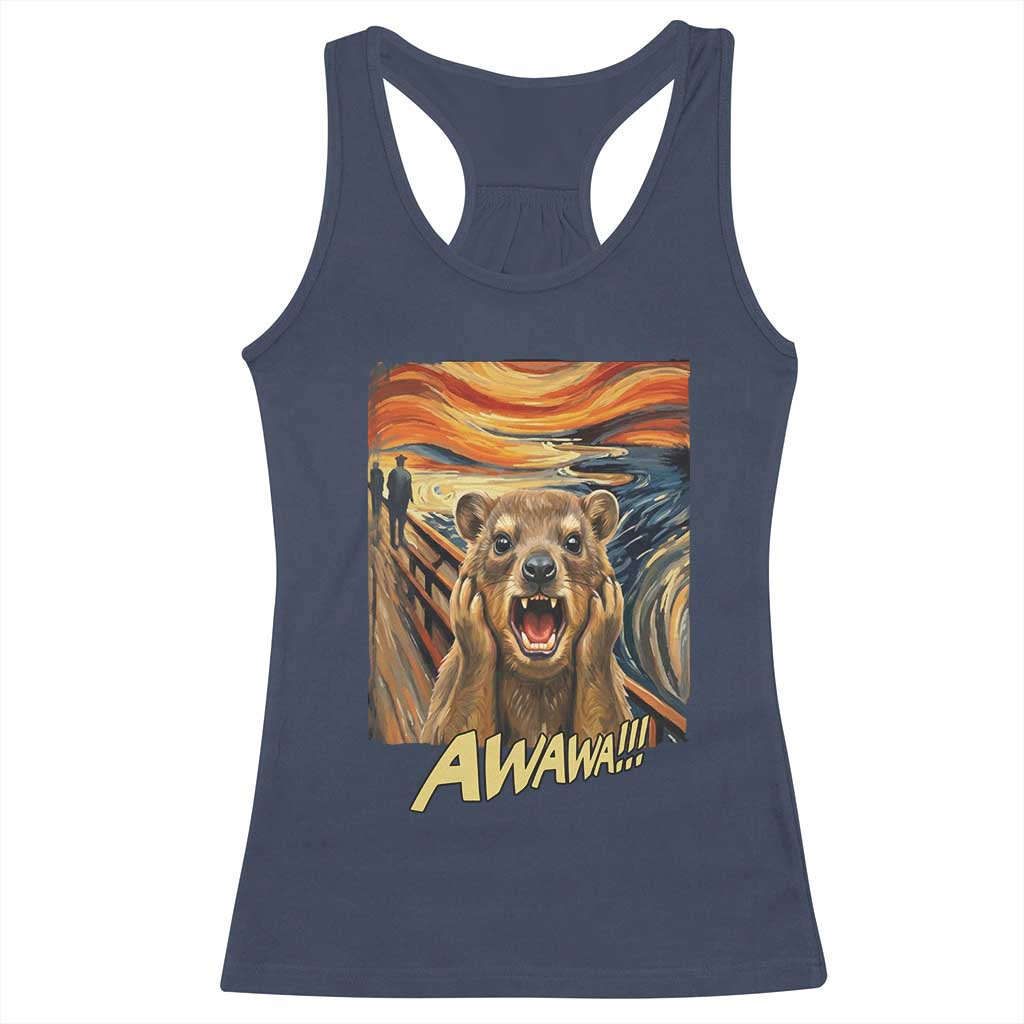 Funny Awawa Hyrax Racerback Tank Top The Scream Art Oddly Specific Meme Animal TS11 Navy Print Your Wear