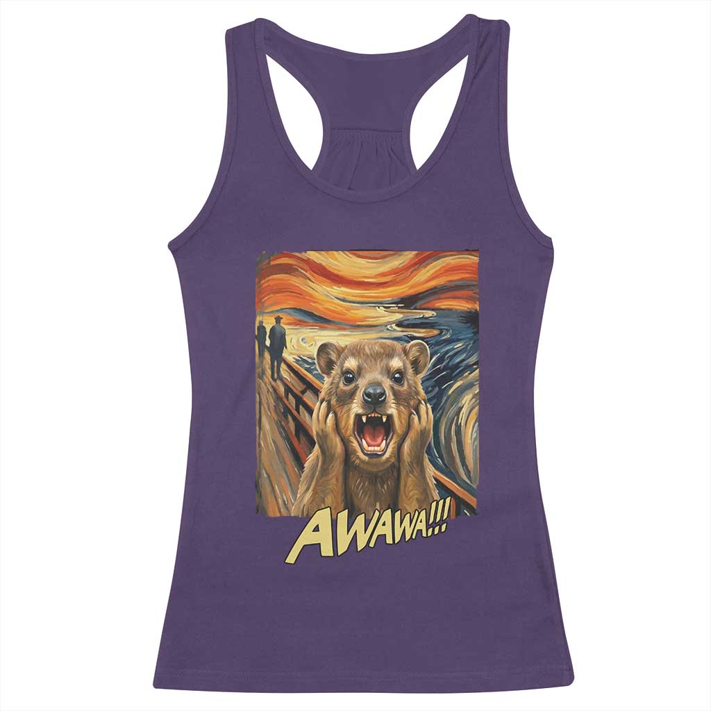 Funny Awawa Hyrax Racerback Tank Top The Scream Art Oddly Specific Meme Animal TS11 Purple Print Your Wear