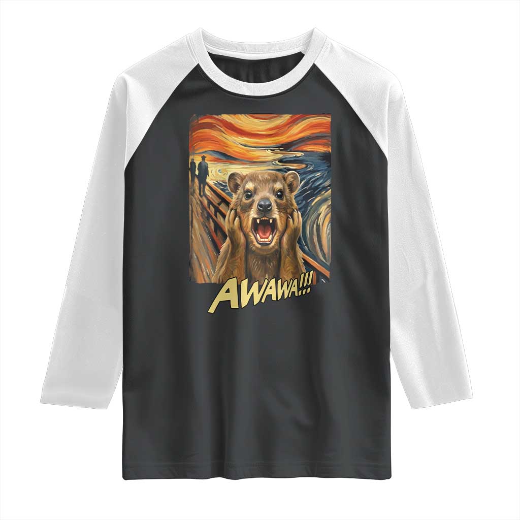 Funny Awawa Hyrax Raglan Shirt The Scream Art Oddly Specific Meme Animal TS11 Black White Print Your Wear