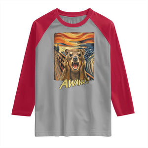 Funny Awawa Hyrax Raglan Shirt The Scream Art Oddly Specific Meme Animal TS11 Sport Gray Red Print Your Wear