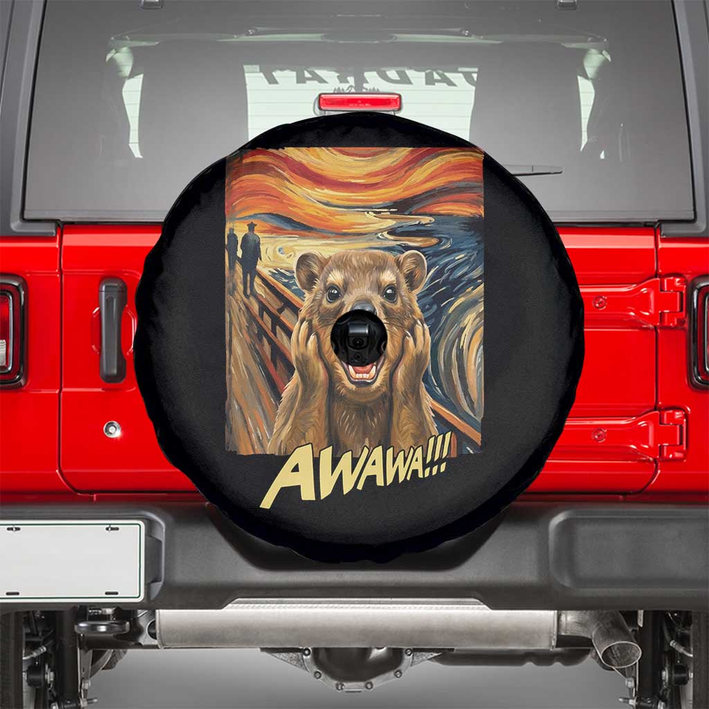Funny Awawa Hyrax Spare Tire Cover The Scream Art Oddly Specific Meme Animal TS11 Black Print Your Wear