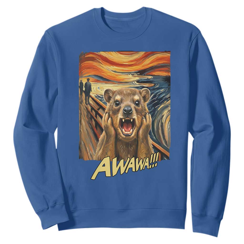 Funny Awawa Hyrax Sweatshirt The Scream Art Oddly Specific Meme Animal TS11 Royal Blue Print Your Wear