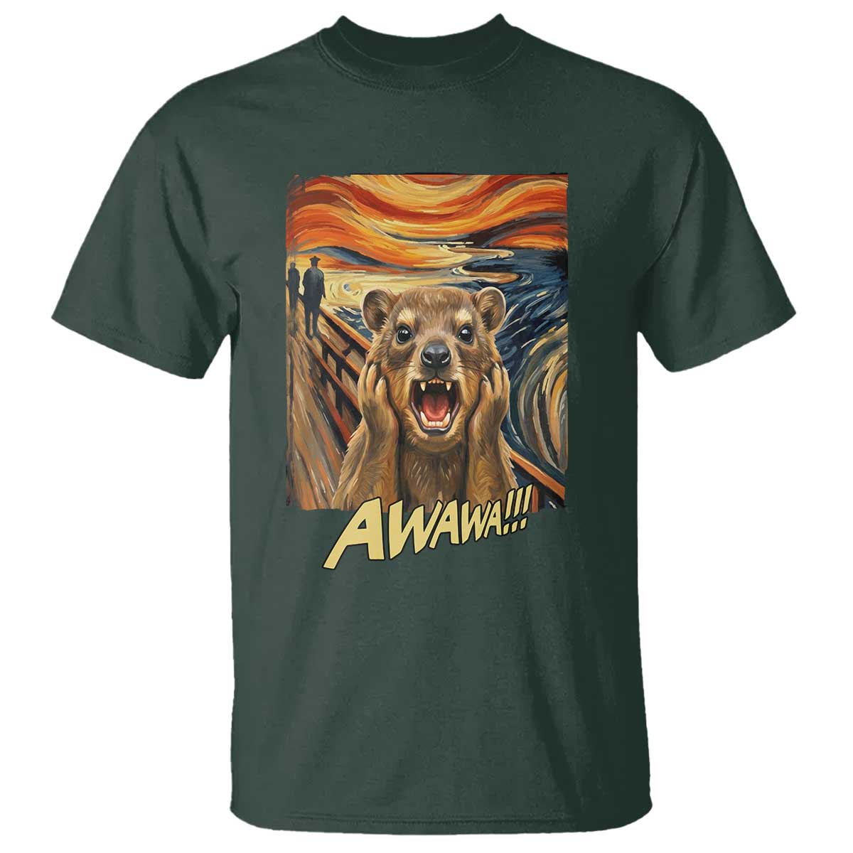 Funny Awawa Hyrax T Shirt The Scream Art Oddly Specific Meme Animal TS11 Dark Forest Green Print Your Wear