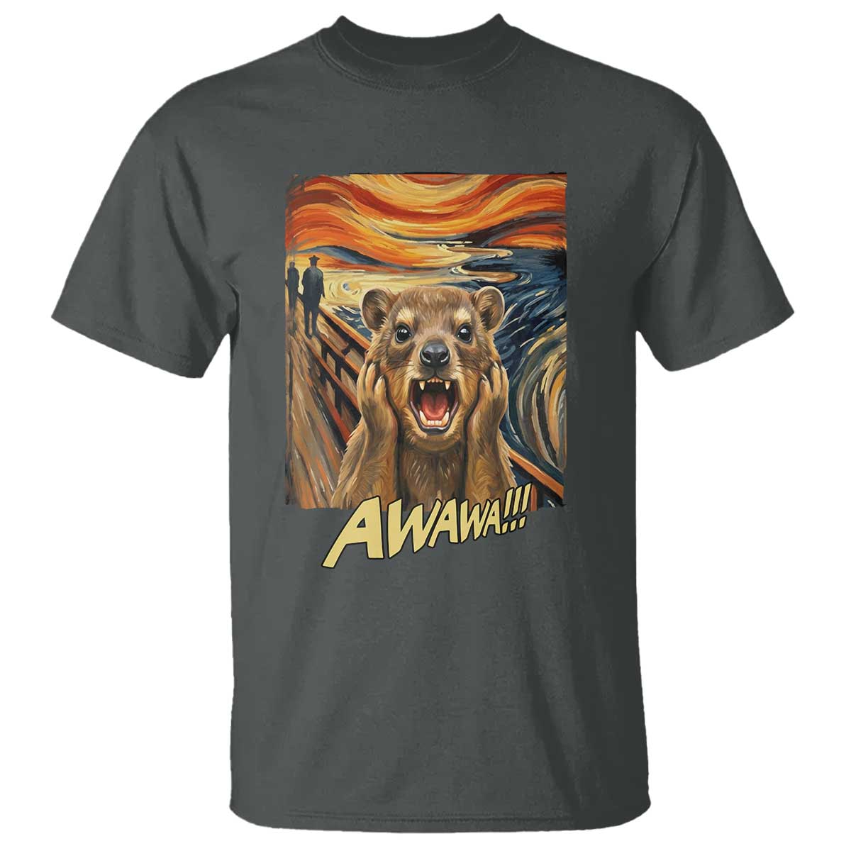 Funny Awawa Hyrax T Shirt The Scream Art Oddly Specific Meme Animal TS11 Dark Heather Print Your Wear