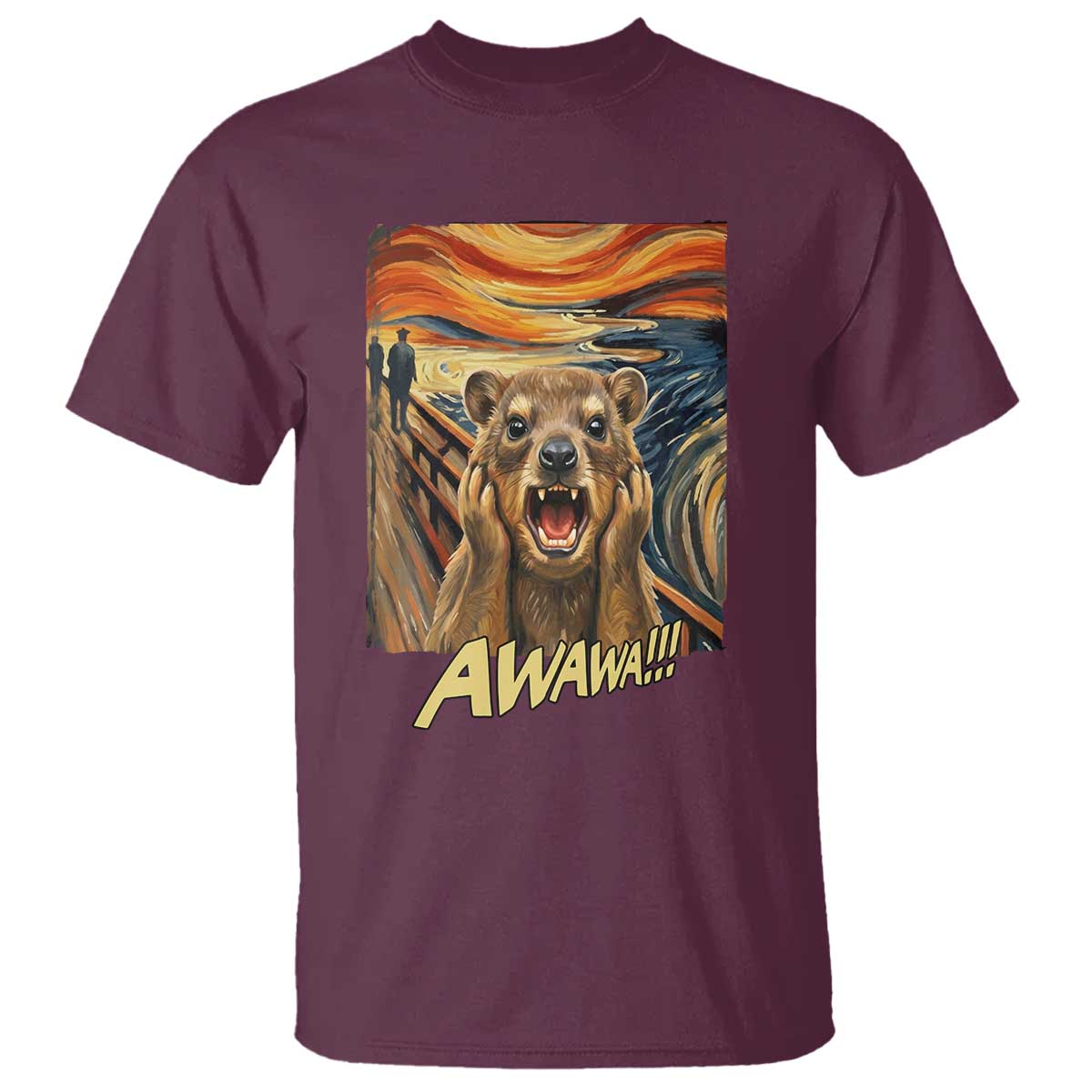 Funny Awawa Hyrax T Shirt The Scream Art Oddly Specific Meme Animal TS11 Maroon Print Your Wear