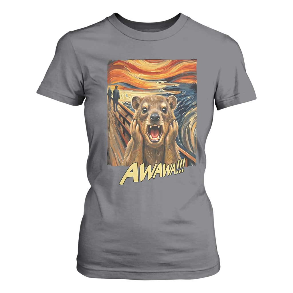 Funny Awawa Hyrax T Shirt For Women The Scream Art Oddly Specific Meme Animal TS11 Charcoal Print Your Wear
