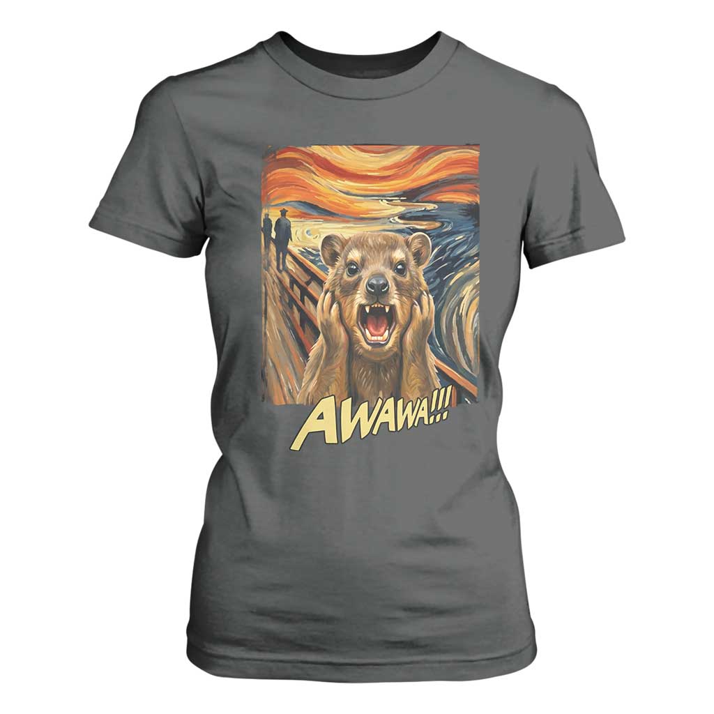 Funny Awawa Hyrax T Shirt For Women The Scream Art Oddly Specific Meme Animal TS11 Dark Heather Print Your Wear