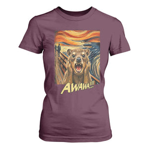 Funny Awawa Hyrax T Shirt For Women The Scream Art Oddly Specific Meme Animal TS11 Maroon Print Your Wear