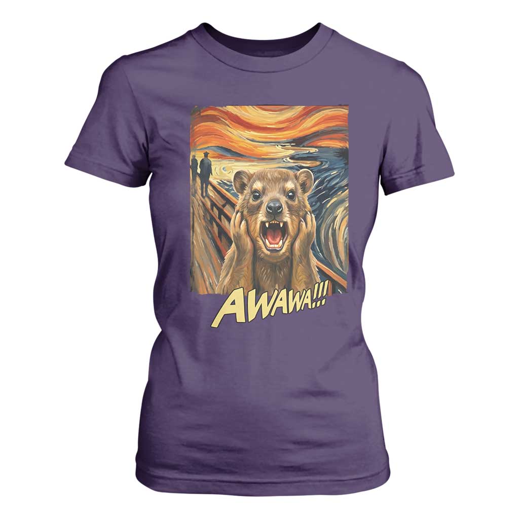 Funny Awawa Hyrax T Shirt For Women The Scream Art Oddly Specific Meme Animal TS11 Purple Print Your Wear