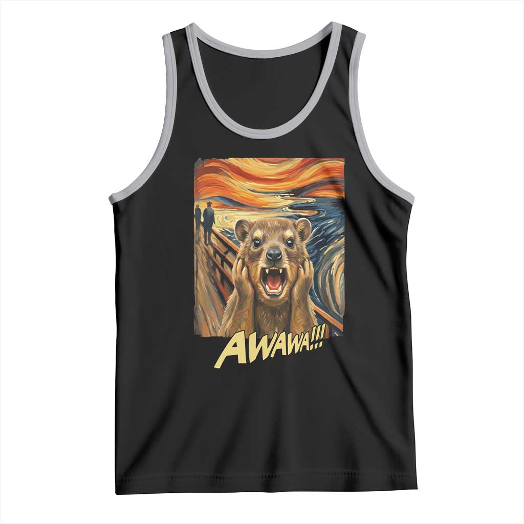 Funny Awawa Hyrax Tank Top The Scream Art Oddly Specific Meme Animal TS11 Black Athletic Heather Print Your Wear