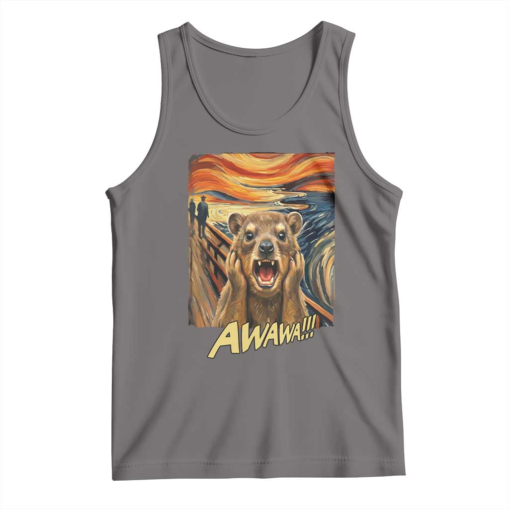 Funny Awawa Hyrax Tank Top The Scream Art Oddly Specific Meme Animal TS11 Deep Heather Print Your Wear