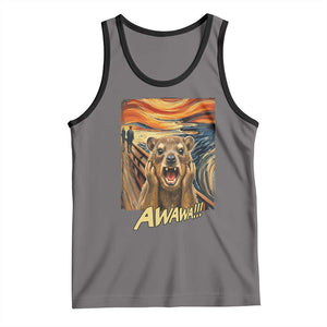 Funny Awawa Hyrax Tank Top The Scream Art Oddly Specific Meme Animal TS11 Deep Heather Black Print Your Wear
