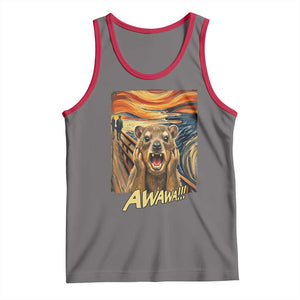 Funny Awawa Hyrax Tank Top The Scream Art Oddly Specific Meme Animal TS11 Deep Heather Red Print Your Wear