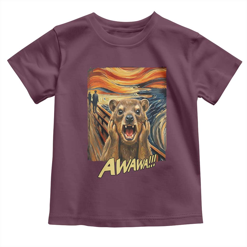 Funny Awawa Hyrax Toddler T Shirt The Scream Art Oddly Specific Meme Animal TS11 Maroon Print Your Wear