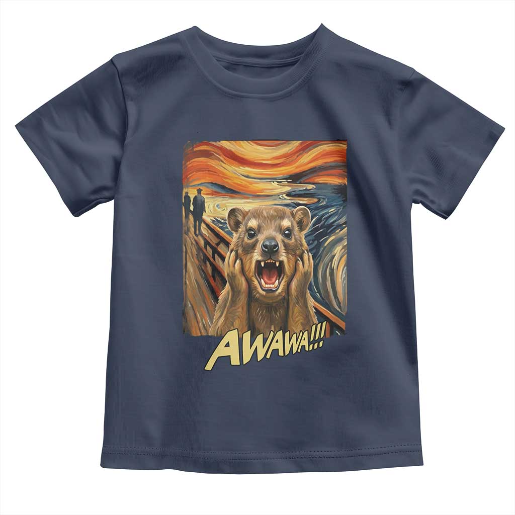 Funny Awawa Hyrax Toddler T Shirt The Scream Art Oddly Specific Meme Animal TS11 Navy Print Your Wear