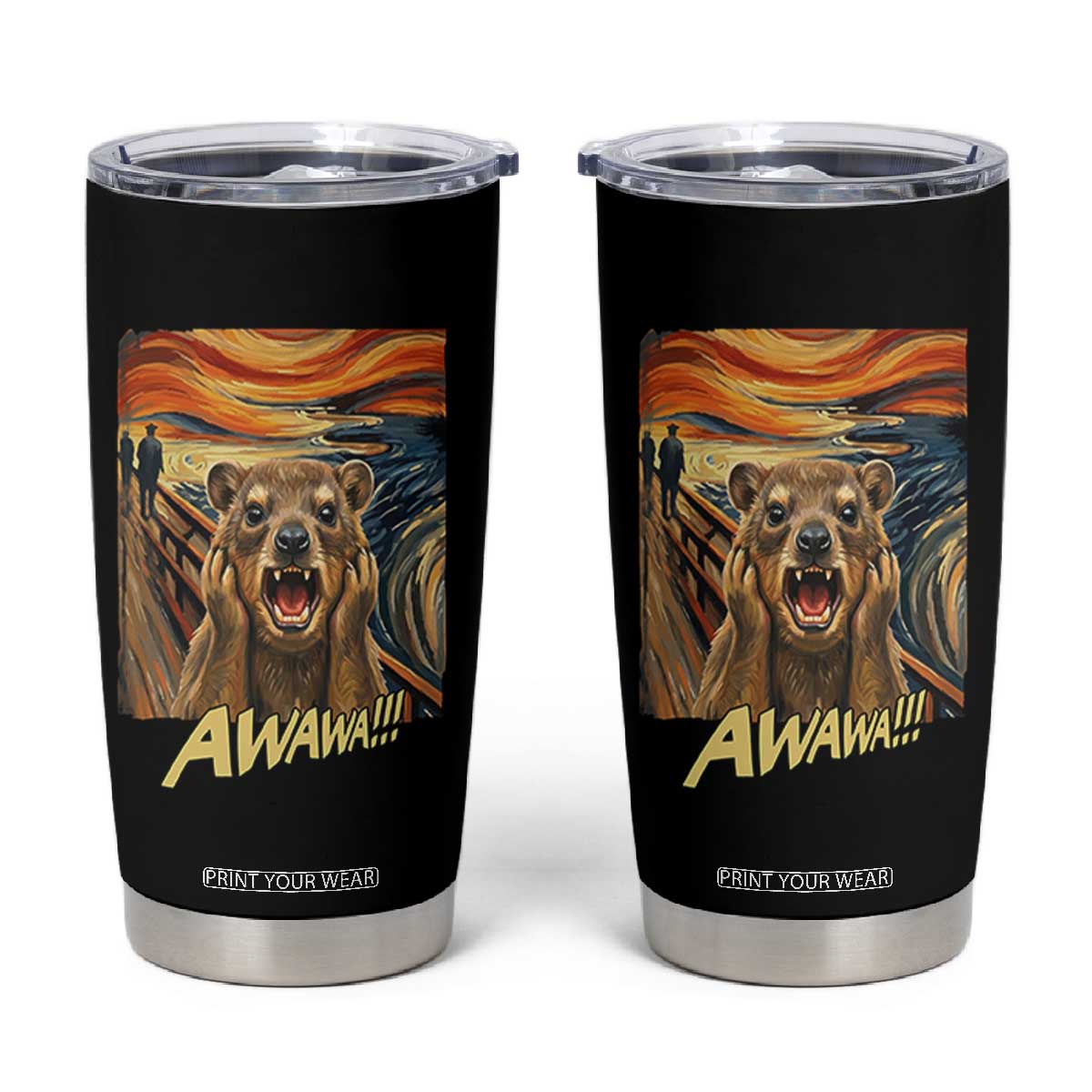 Funny Awawa Hyrax Tumbler Cup The Scream Art Oddly Specific Meme Animal TS11 Black Print Your Wear