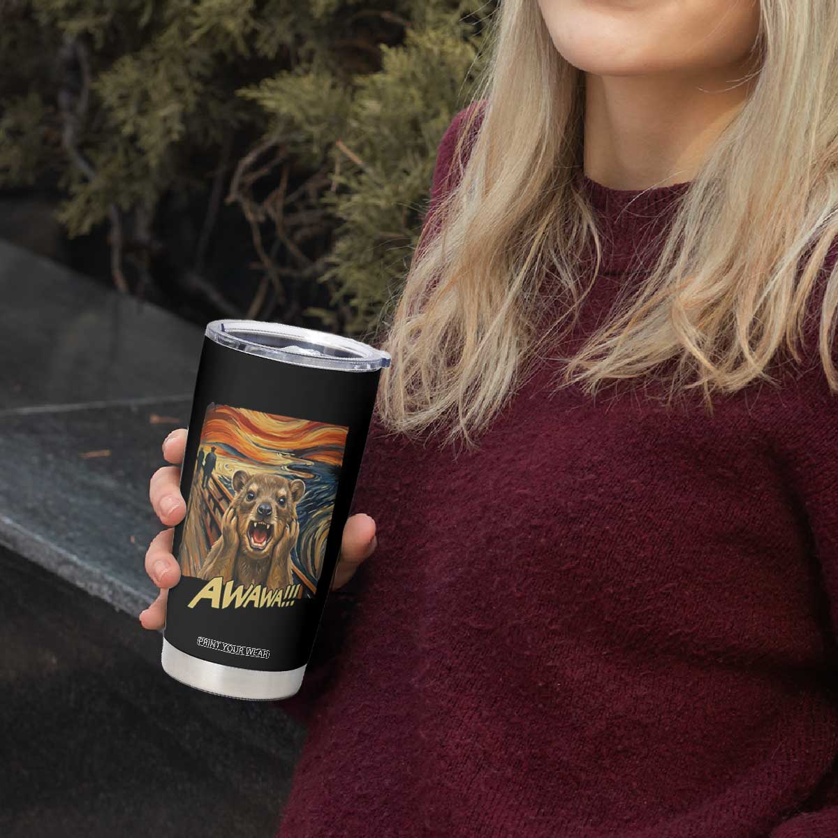 Funny Awawa Hyrax Tumbler Cup The Scream Art Oddly Specific Meme Animal TS11 Print Your Wear