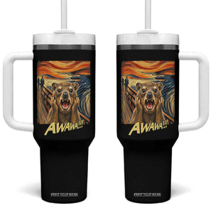Funny Awawa Hyrax Tumbler With Handle The Scream Art Oddly Specific Meme Animal TS11 One Size: 40 oz Black Print Your Wear
