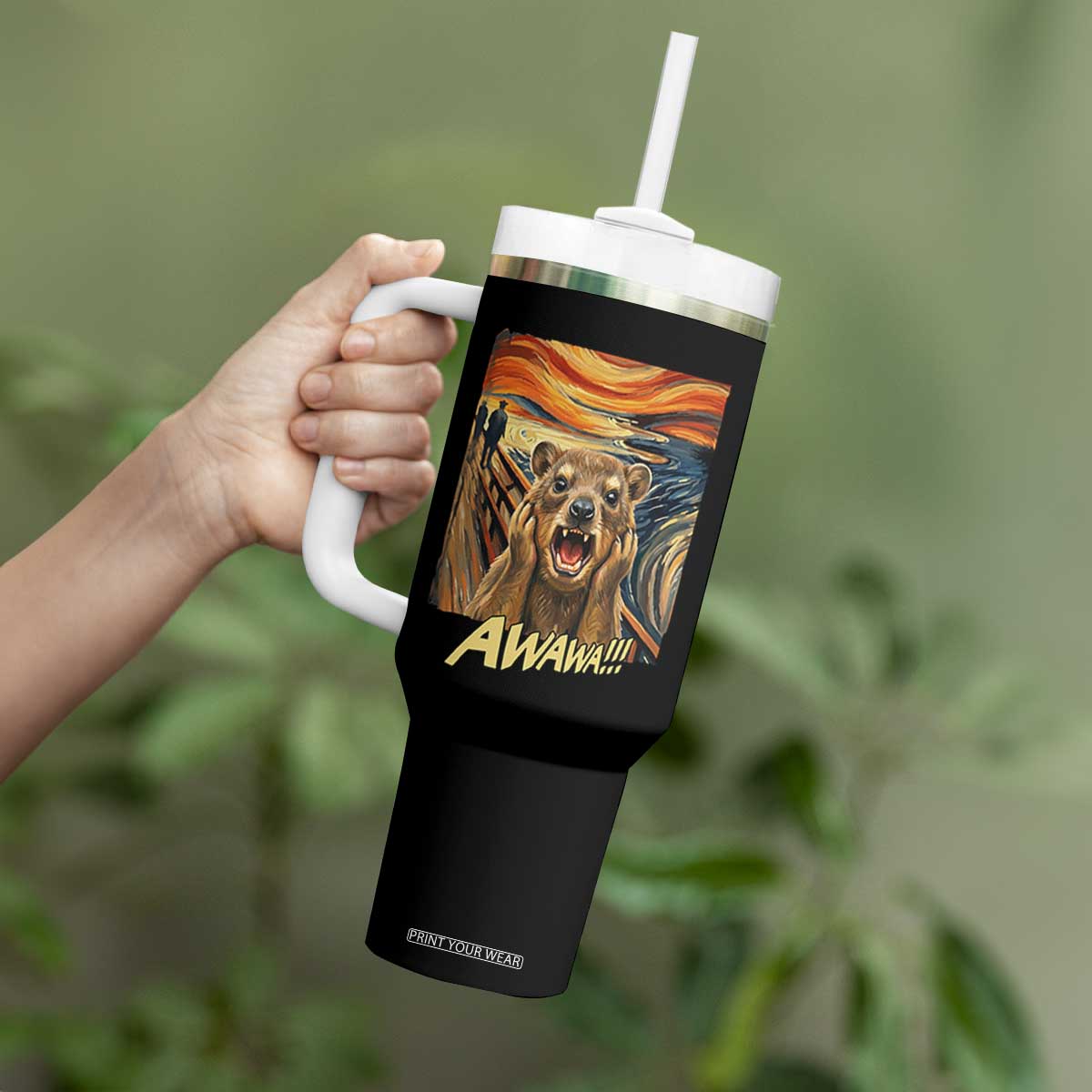 Funny Awawa Hyrax Tumbler With Handle The Scream Art Oddly Specific Meme Animal TS11 Print Your Wear