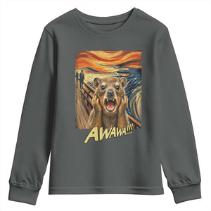 Funny Awawa Hyrax Youth Sweatshirt The Scream Art Oddly Specific Meme Animal TS11 Dark Heather Print Your Wear