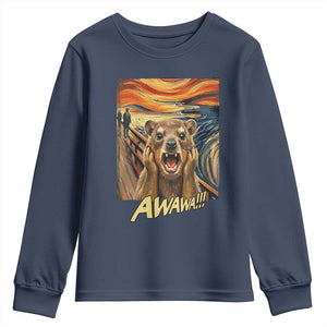 Funny Awawa Hyrax Youth Sweatshirt The Scream Art Oddly Specific Meme Animal TS11 Navy Print Your Wear