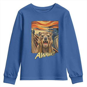 Funny Awawa Hyrax Youth Sweatshirt The Scream Art Oddly Specific Meme Animal TS11 Royal Blue Print Your Wear