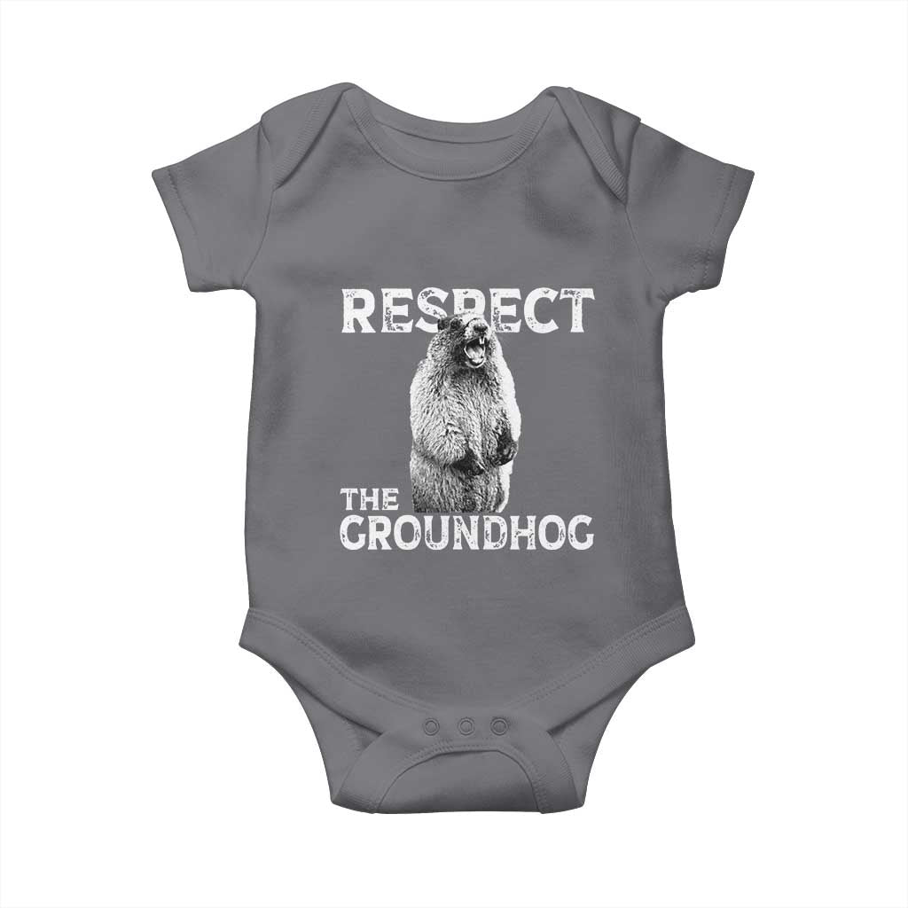 Funny Respect The Groundhog Baby Onesie Screaming Woodchuck Meme Groundhog Day TS11 Charcoal Print Your Wear