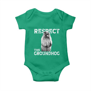 Funny Respect The Groundhog Baby Onesie Screaming Woodchuck Meme Groundhog Day TS11 Irish Green Print Your Wear