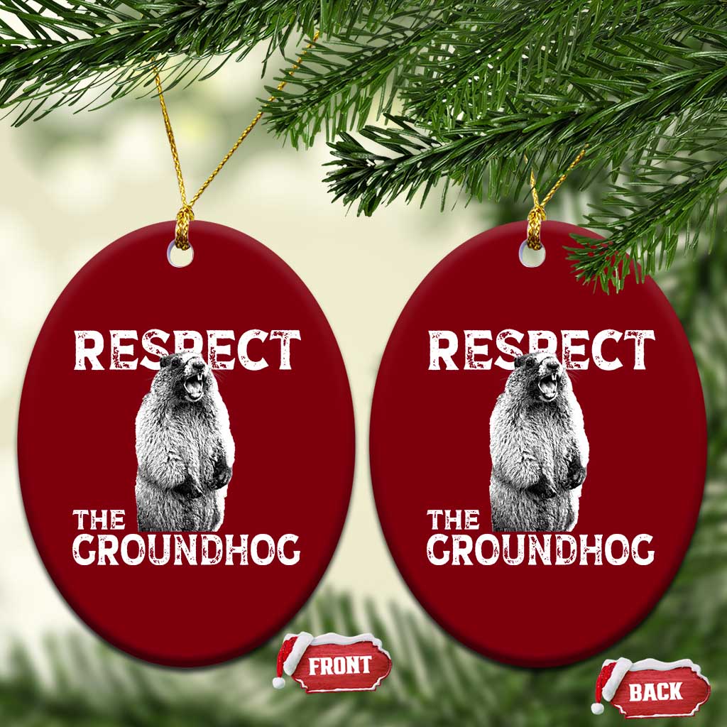 Funny Respect The Groundhog Ceramic Ornament Screaming Woodchuck Meme Groundhog Day TS11 Print Your Wear