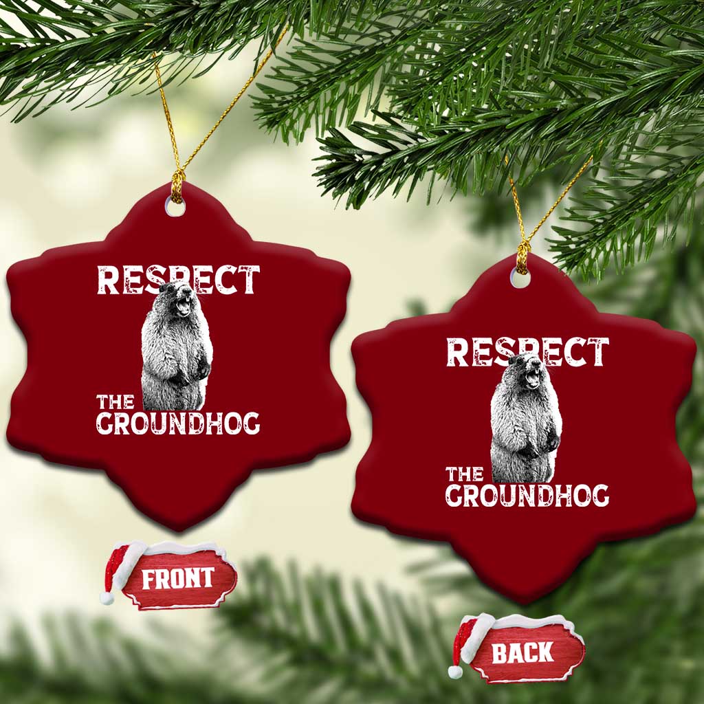 Funny Respect The Groundhog Ceramic Ornament Screaming Woodchuck Meme Groundhog Day TS11 Print Your Wear