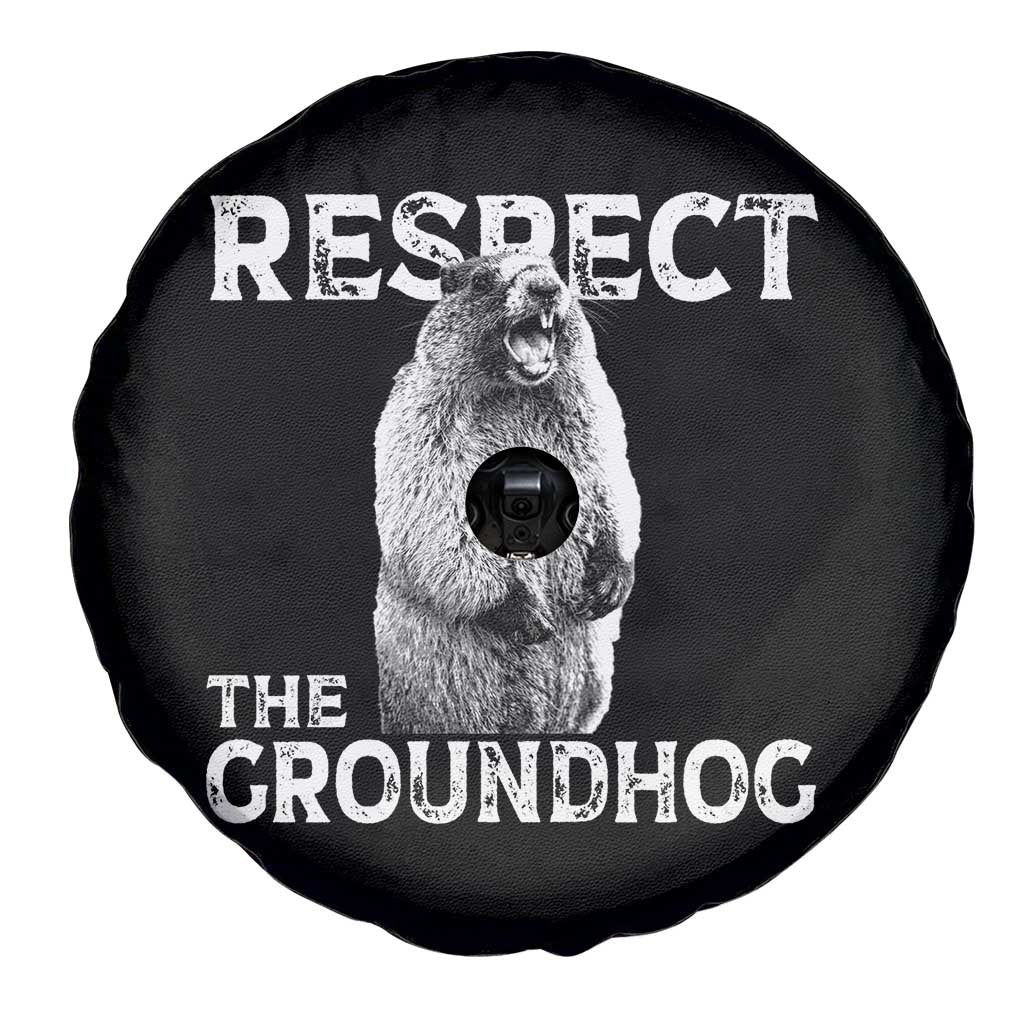 Funny Respect The Groundhog Spare Tire Cover Screaming Woodchuck Meme Groundhog Day TS11 Print Your Wear