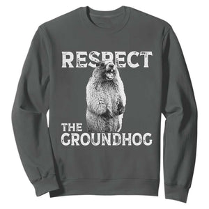 Funny Respect The Groundhog Sweatshirt Screaming Woodchuck Meme Groundhog Day TS11 Dark Heather Print Your Wear
