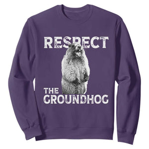 Funny Respect The Groundhog Sweatshirt Screaming Woodchuck Meme Groundhog Day TS11 Purple Print Your Wear