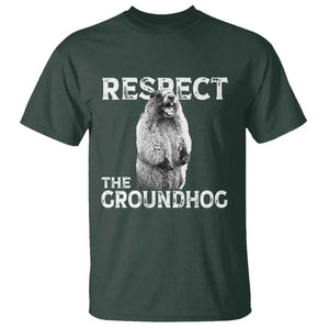 Funny Respect The Groundhog T Shirt Screaming Woodchuck Meme Groundhog Day TS11 Dark Forest Green Print Your Wear