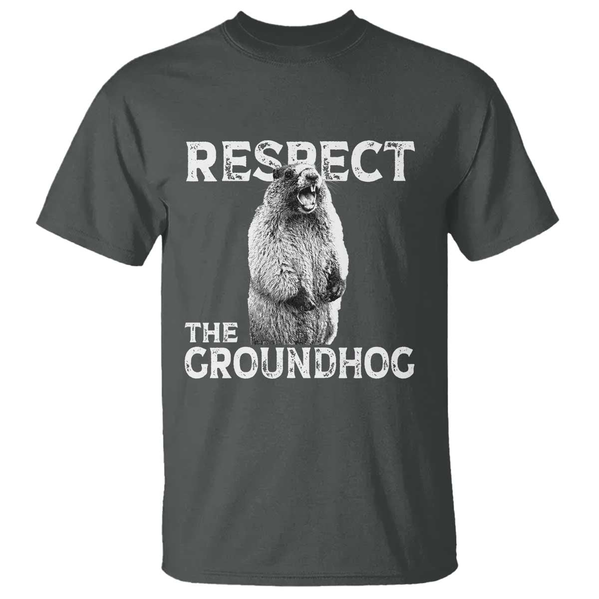 Funny Respect The Groundhog T Shirt Screaming Woodchuck Meme Groundhog Day TS11 Dark Heather Print Your Wear
