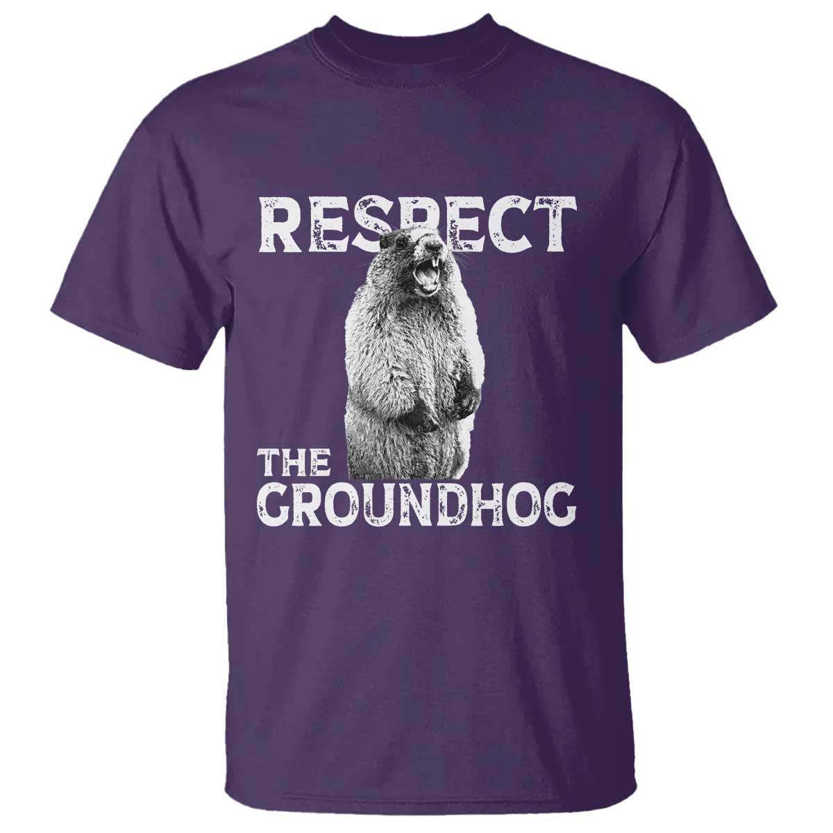 Funny Respect The Groundhog T Shirt Screaming Woodchuck Meme Groundhog Day TS11 Purple Print Your Wear