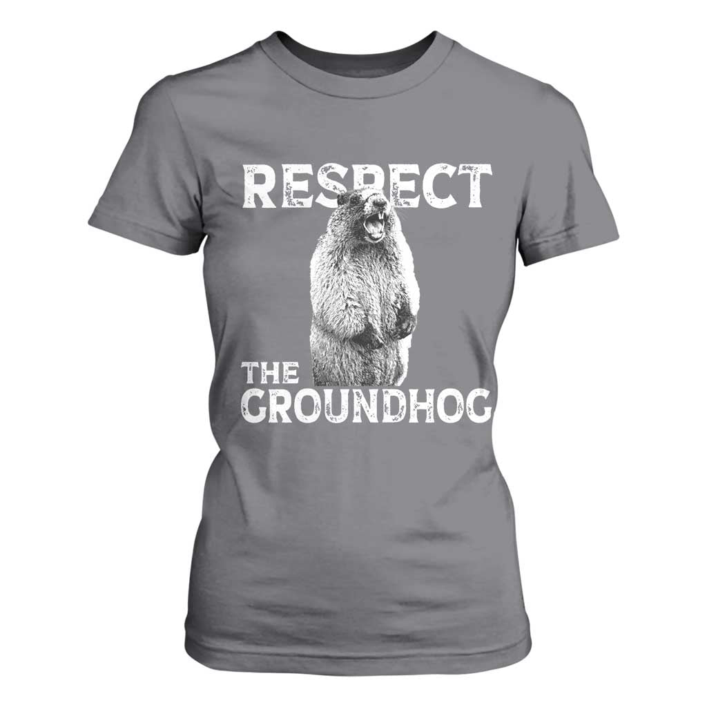 Funny Respect The Groundhog T Shirt For Women Screaming Woodchuck Meme Groundhog Day TS11 Charcoal Print Your Wear
