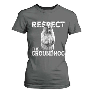 Funny Respect The Groundhog T Shirt For Women Screaming Woodchuck Meme Groundhog Day TS11 Dark Heather Print Your Wear