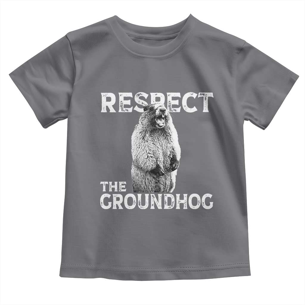 Funny Respect The Groundhog Toddler T Shirt - Screaming Woodchuck Meme Groundhog Day Tee TS11 Charcoal Print Your Wear
