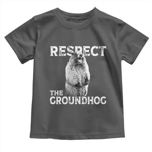 Funny Respect The Groundhog Toddler T Shirt - Screaming Woodchuck Meme Groundhog Day Tee TS11 Dark Heather Print Your Wear