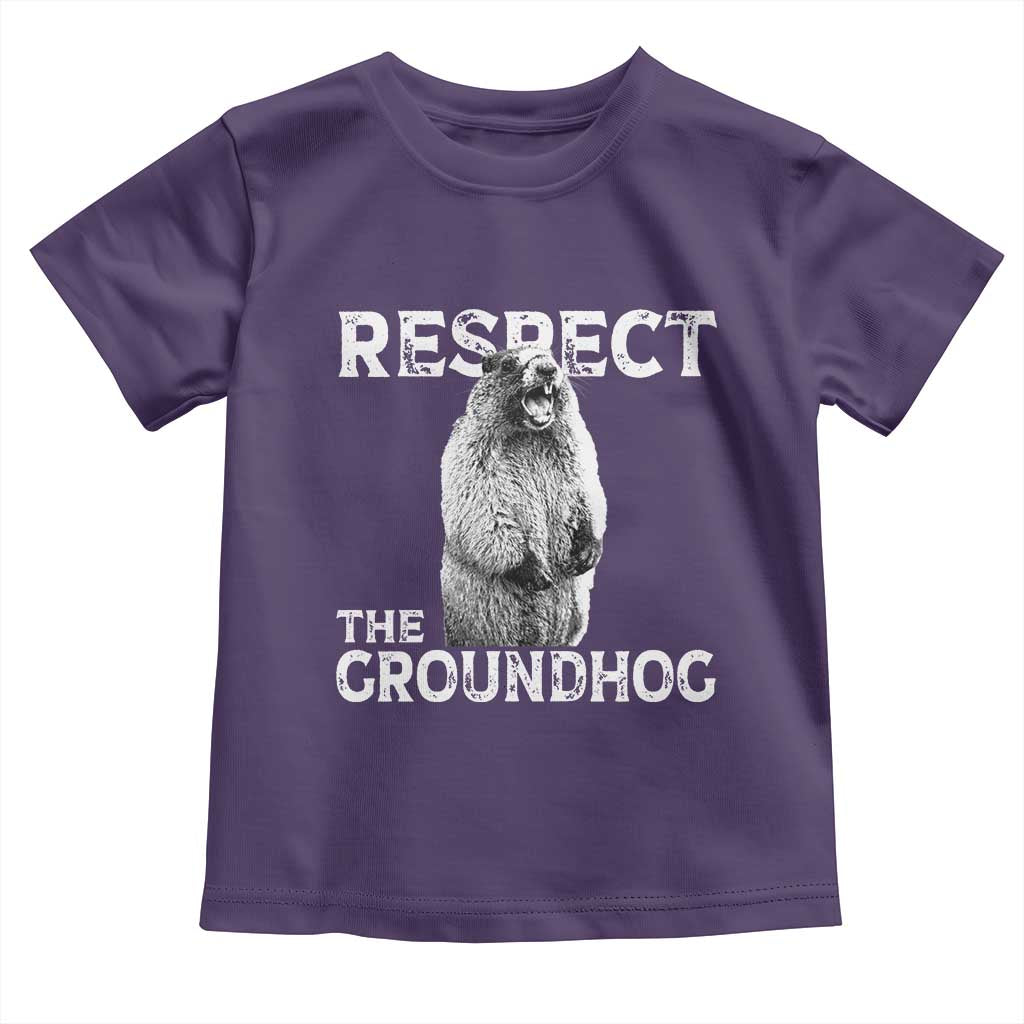 Funny Respect The Groundhog Toddler T Shirt - Screaming Woodchuck Meme Groundhog Day Tee TS11 Purple Print Your Wear