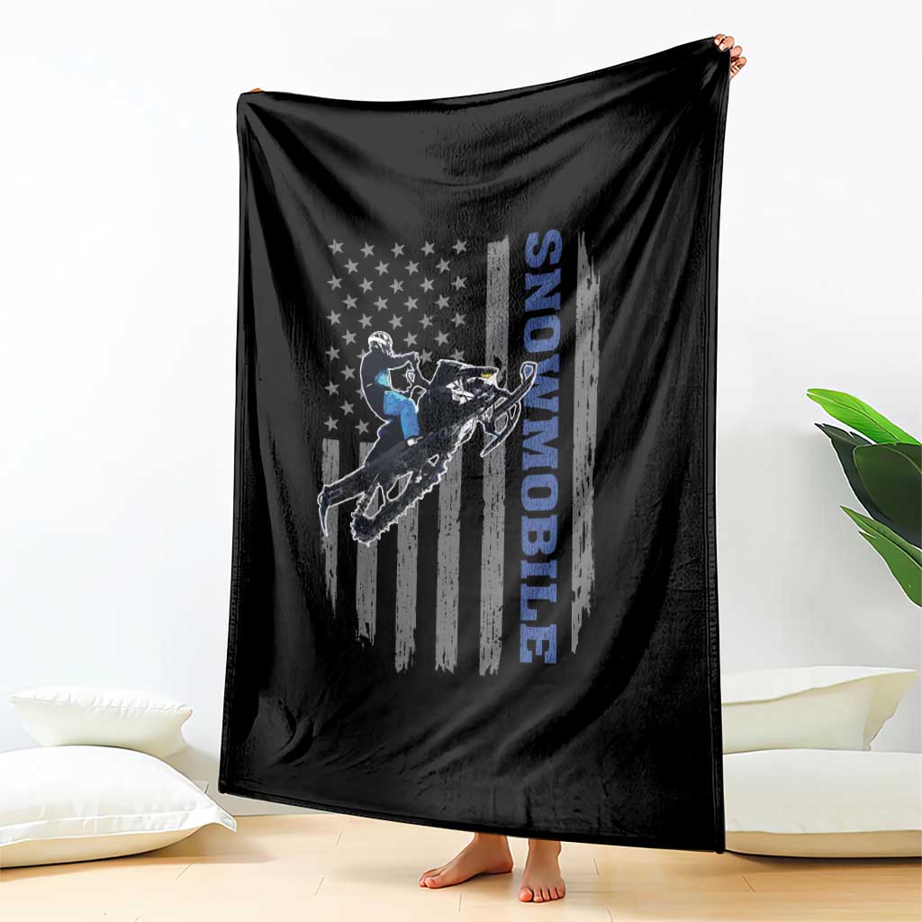 Snowmobile American Flag Snowcross Riding Winter Sport Throw Blanket TS11 Print Your Wear