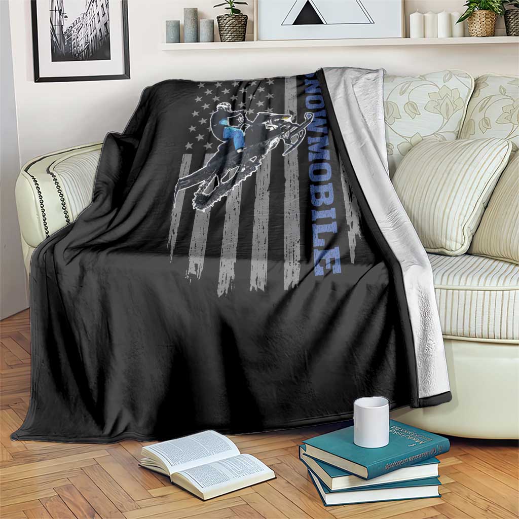 Snowmobile American Flag Snowcross Riding Winter Sport Throw Blanket TS11 Print Your Wear