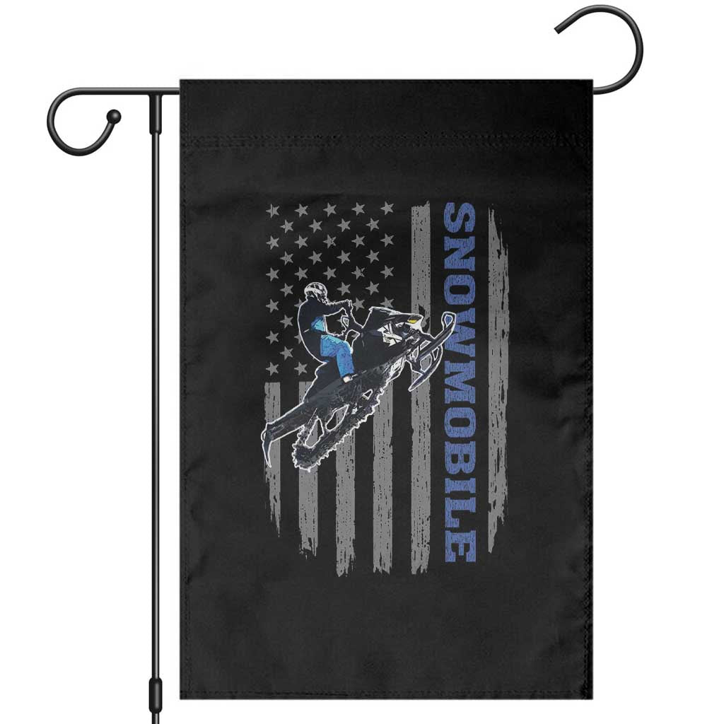 Snowmobile American Flag Snowcross Riding Winter Sport Garden Flag TS11 Black Print Your Wear